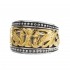 Gerochristo 2052N ~ Solid Gold & Silver Byzantine Ring with Doves