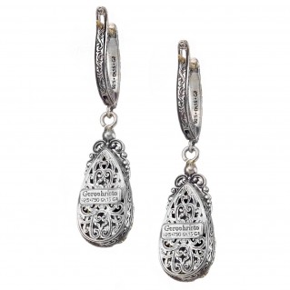 Gerochristo 1846N ~ Solid Gold & Silver Medieval Byzantine Drop Earrings with Doublet Stones