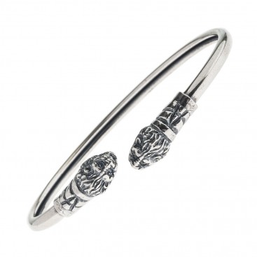 Lion's Head ~ Sterling Silver Cuff Bracelet - Greek Jewelry