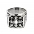 Sterling Medieval Cross Band Ring with Raised Motifs ~ Savati 330