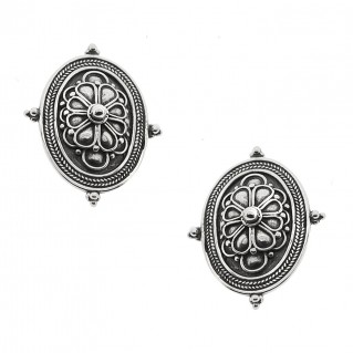 Sterling Silver Rosette Drop Earrings with Clips~ Savati 332
