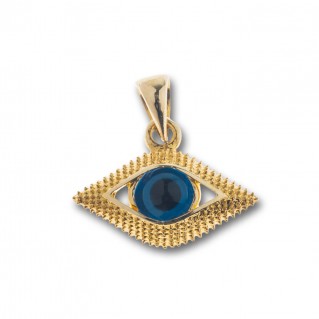 Evil Eye Amulet ~ 14K Solid Gold Charm Pendant - C