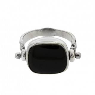 Sterling Silver Flip Single Stone Swivel Engraved Ring ~ Savati 333