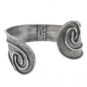 Sterling Silver Large Cuff Bracelet with Spiral Motifs ~ Savati 335