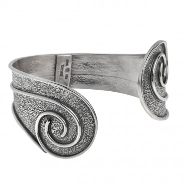 Sterling Silver Large Cuff Bracelet with Spiral Motifs ~ Savati 335
