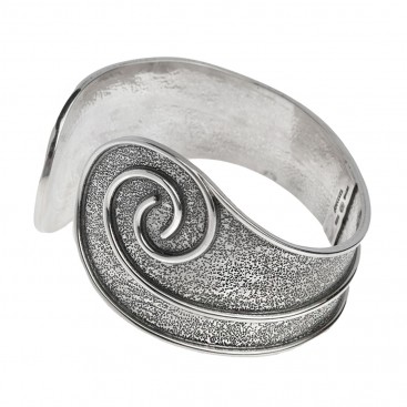 Sterling Silver Large Cuff Bracelet with Spiral Motifs ~ Savati 335