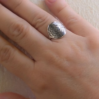 Minoan Phaistos Disk - Sterling Silver Ring - Small