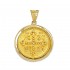 14K Solid Gold Conqueror's Cross Constantinato Round Pendant with Bezel - Medium