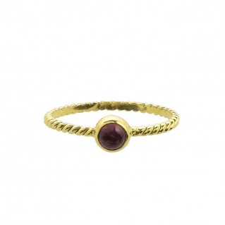 18K Solid Gold Stackable Round Single Stone Ring ~ Savati 344