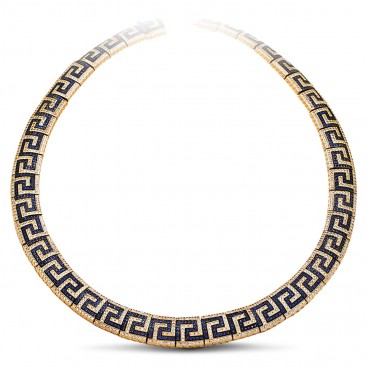 Pave Zircon Greca Choker Necklace with Gold Accents ~ Dimitrios Exclusive K293