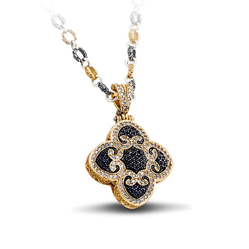Nice Gifts For Her White Zircon Necklace Gold Filled Byzantine Necklace