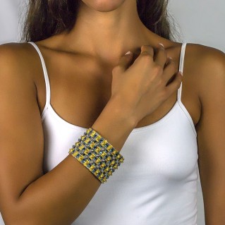 Wide Reversible Bracelet with Gold Accents and Swarovski Crystals ~ Dimitrios Exclusive B365