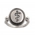 Rod of Asclepius Sterling Silver Signet Ring ~ Savati 352