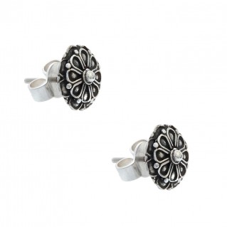 Sterling Silver Rosette Stud Earrings ~ Savati 356