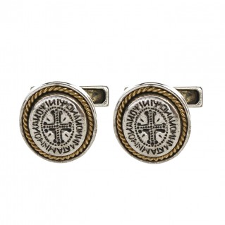 Sterling Silver and Gold Plated Cufflinks with Byzantine Palindrome Inscription ~ Savati 362