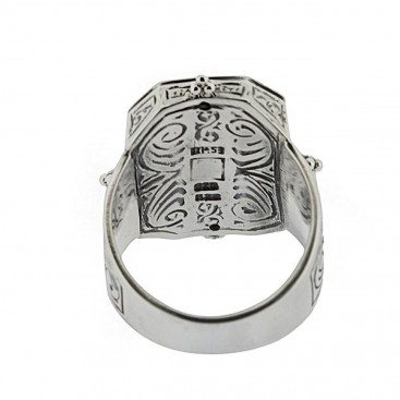 22K Gold and Silver St Constantine and Helen Signet Ring ~ Savati 374