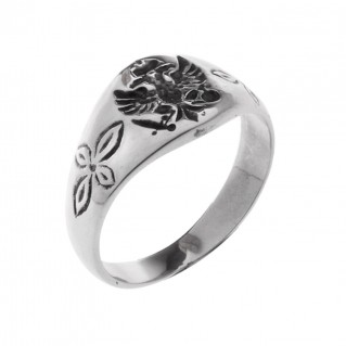 Double Headed Eagle - Byzantine Sterling Silver Engraved Band Ring ~ Savati 376