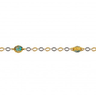 Silver Pendant Necklace with Oval Gemstones and Ornate Long Chain ~ Dimitrios Exclusive M193-2