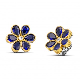 Sterling Silver and Zircon Flower Stud Earrings ~ Dimitrios Exclusive S205-1K