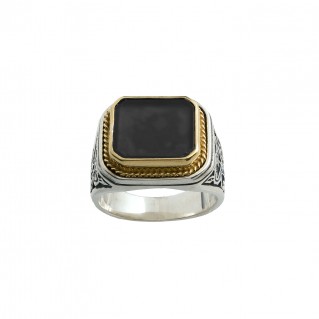 Sterling Silver and Gold Plated Chevalier Single Stone Ring