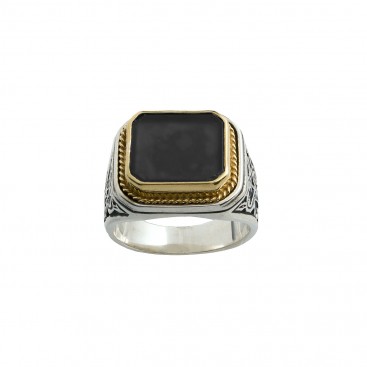 Sterling Silver and Gold Plated Chevalier Single Stone Ring