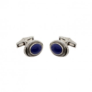 Sterling Silver Cufflinks with Lapis Lazuli