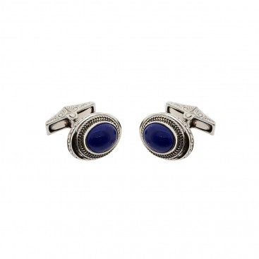 Sterling Silver Cufflinks with Lapis Lazuli