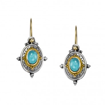 Gerochristo 1005N ~ Solid Gold, Silver & Spinel - Medieval Drop Earrings