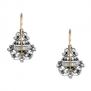 Gerochristo 1178N ~ Solid Gold & Sterling Silver - Medieval Drop Earrings