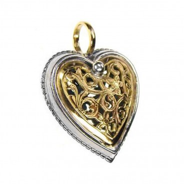 Gerochristo 1249 ~ Solid Gold & Sterling Silver Heart Pendant