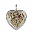 Gerochristo 1354 ~ Solid Gold, Silver & Ruby Filigree Heart Pendant