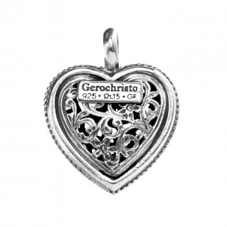 Gerochristo 1411 ~ Sterling Silver Filigree Heart Pendant