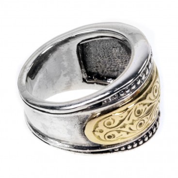 Gerochristo 2277 ~ Solid Gold & Sterling Silver Medieval-Byzantine Ring