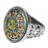 Gerochristo 2445 ~ Solid Gold, Silver & Stones Multicolor Medieval-Byzantine Ring