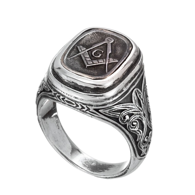 Klan ved godt eksekverbar Designer Masonic Signet Ring - Gerochristo 2555N - Silver & Bronze |  CultureTaste