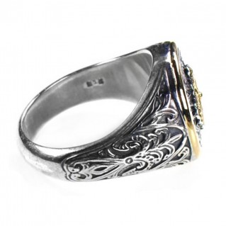 Gerochristo 2593 ~ Solid Gold & Silver Medieval Byzantine Ornate Ring