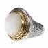 Gerochristo 2595 ~ Solid Gold and Silver Large Round Single-Stone Medieval Ring