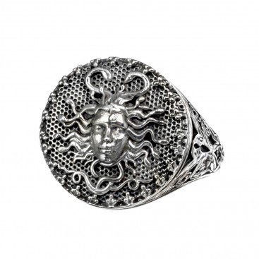 Gerochristo 2617N ~ Sterling Silver Medusa Signet Ring