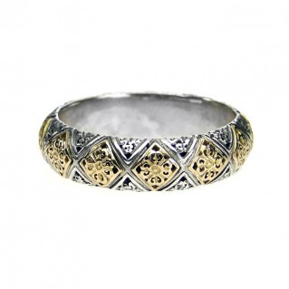 Gerochristo 2688 ~ Solid 18K Gold & Sterling Silver Medieval-Byzantine Band Ring