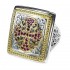 Gerochristo 2689 ~ Solid 18K Gold, Sterling Silver & Rubies Medieval Maltese Cross Ring