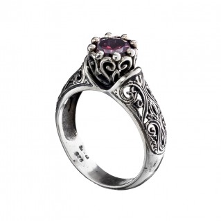 Gerochristo 2713N ~ Sterling Silver & Zircon Medieval Solitaire Ring