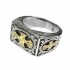 Gerochristo 2730 ~ Solid Gold & Silver Medieval Crosses Ring