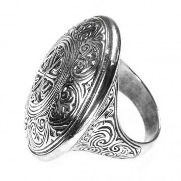 Gerochristo 2814 ~Chi Rho-Chrismon - Sterling Silver Medieval Byzantine Ring