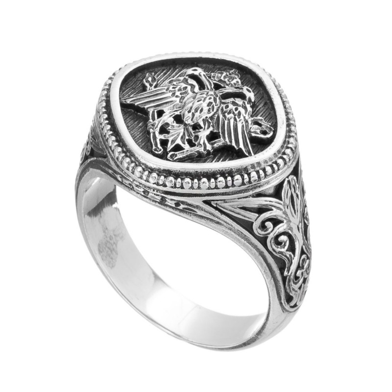 Gerochristo 2815 ~ Double Headed Eagle -Byzantine Silver Ring