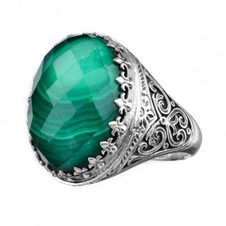 Gerochristo 2867N ~ Quartz over Malachite Doublet Oval Cocktail Ring