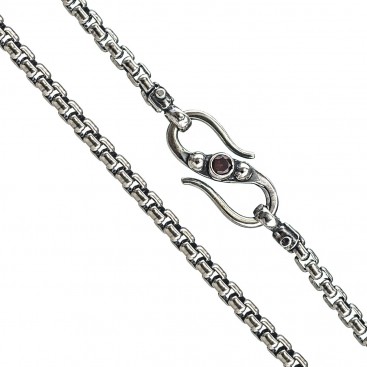 Gerochristo 3055 ~ Sterling Silver Byzantine Chain with Garnet