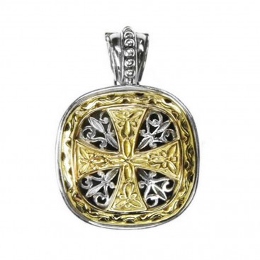 Gerochristo 3315 ~ Solid Gold & Silver - Medieval Byzantine Cross Pendant