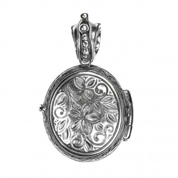 Gerochristo 3496 ~ Sterling Silver Engraved Cross Locket Pendant