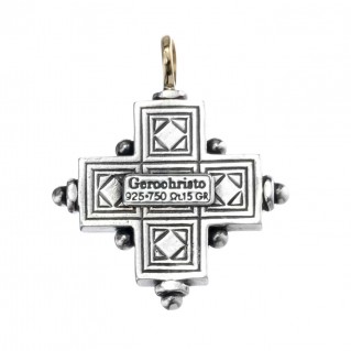 Gerochristo 5015 ~ Solid Gold, Silver & Gemstone Byzantine Cross Pendant