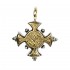 Gerochristo 5017 ~ Solid 18K Gold & Sterling Silver Byzantine Cross Pendant